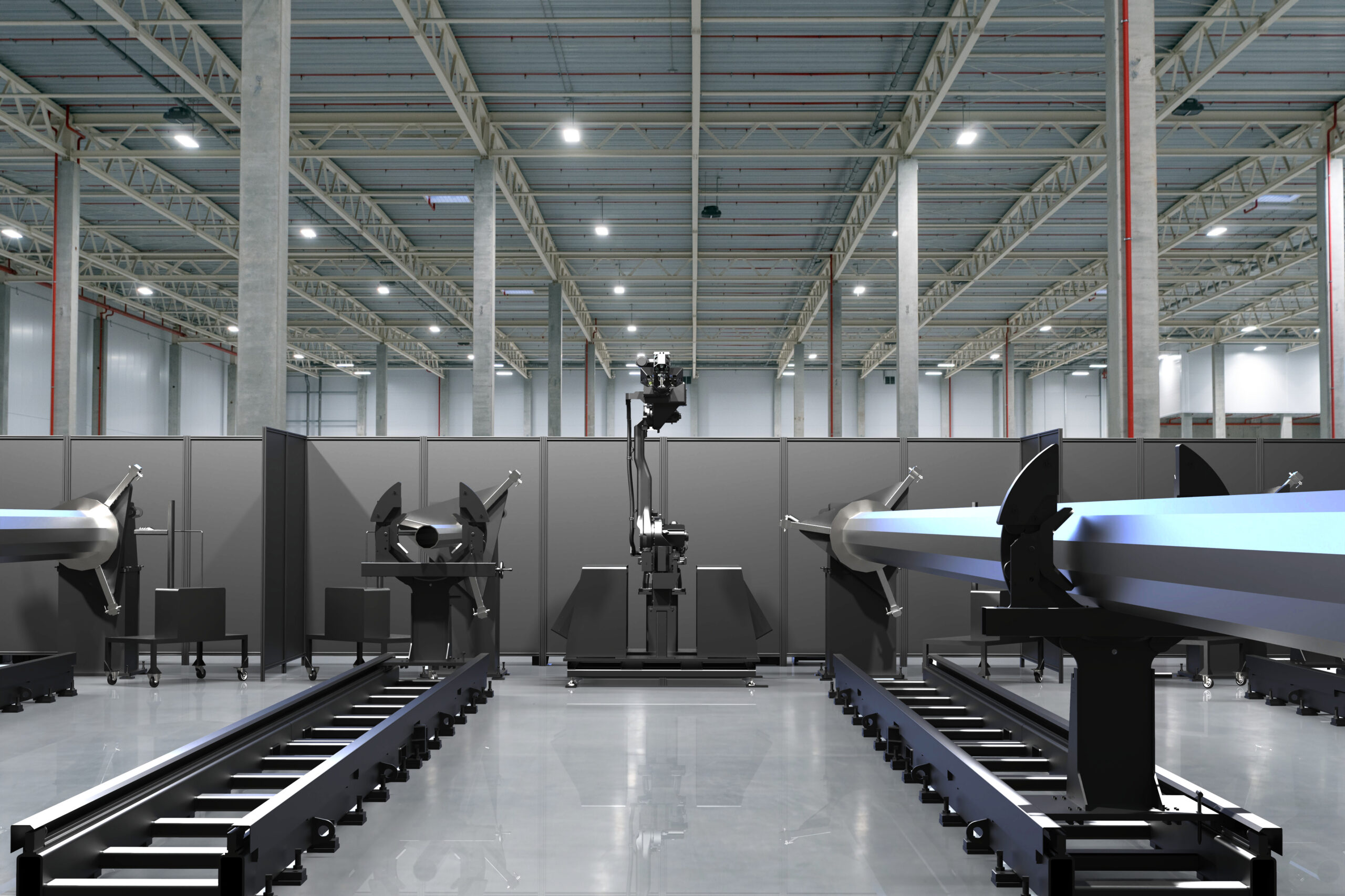 A front-on view of an AW-3 welding robot